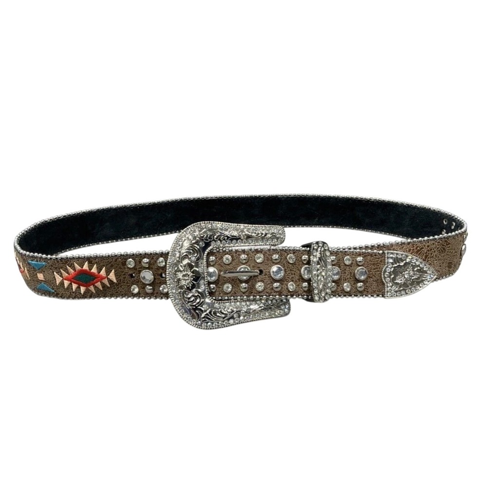 Blazin Roxx Brown Rhinestone Southwestern Embroidered Western Belt M N3519802